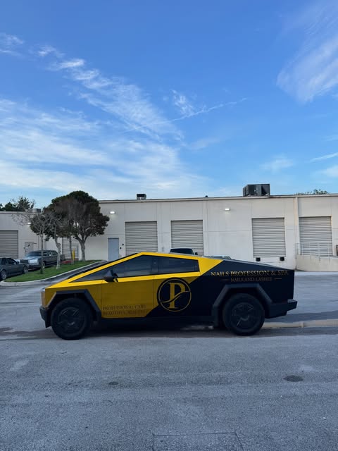 Cybertruck full commercial wrap, black and yellow